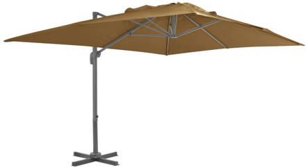 vidaXL Zweefparasol met aluminium paal 400x300 cm taupe Bruin