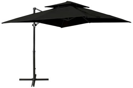 vidaXL Zweefparasol met dubbel dak 250x250 cm zwart