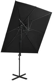 vidaXL Zweefparasol met dubbel dak 250x250 cm zwart