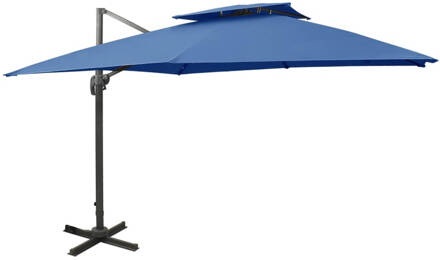 vidaXL Zweefparasol met dubbel dak 300x300 cm azuurblauw