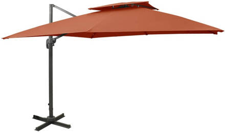 vidaXL Zweefparasol met dubbel dak 300x300 cm terracottakleurig Oranje