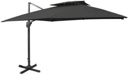 vidaXL Zweefparasol met dubbel dak 300x300 cm zwart