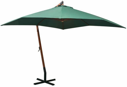 vidaXL Zweefparasol met houten paal 300x300 cm groen