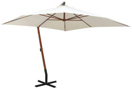 vidaXL Zweefparasol met houten paal 300x300 cm wit