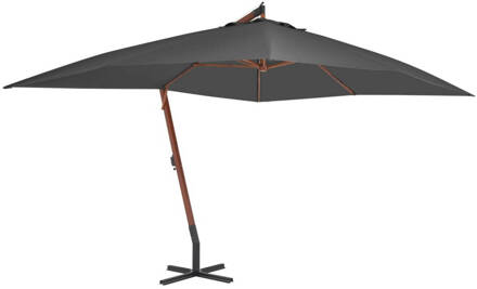 vidaXL Zweefparasol met houten paal 400x300 cm antraciet Grijs