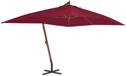 vidaXL Zweefparasol met houten paal 400x300 cm bordeauxrood