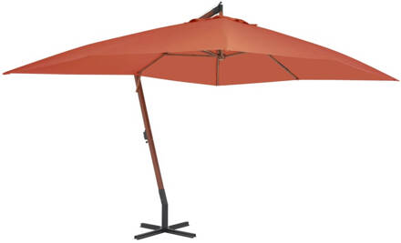 vidaXL Zweefparasol met houten paal 400x300 cm terracottakleurig Bruin