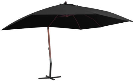 vidaXL Zweefparasol met houten paal 400x300 cm zwart