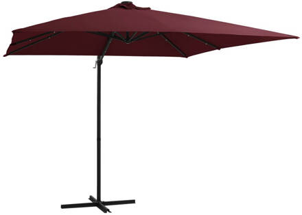 vidaXL Zweefparasol met LED-verlichting 250x250 cm bordeauxrood