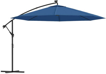 vidaXL Zweefparasol met LED-verlichting 350 cm azuurblauw