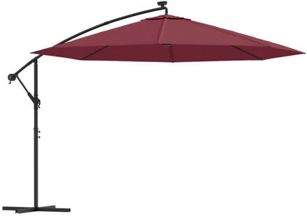 vidaXL Zweefparasol met LED-verlichting 350 cm bordeauxrood