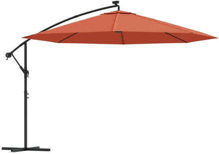 vidaXL Zweefparasol met LED-verlichting 350 cm terracottakleurig Bruin