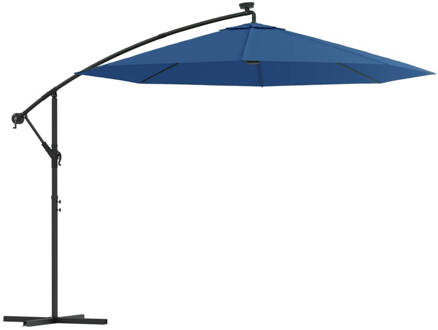 vidaXL Zweefparasol met LED-verlichting en stalen paal 300 cm blauw