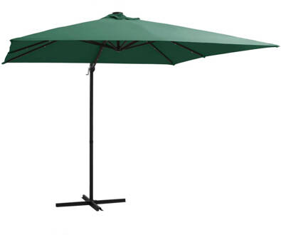 vidaXL Zweefparasol met LED-verlichting stalen paal 250x250 cm groen