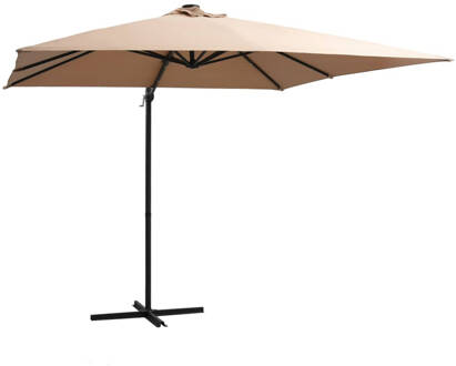 vidaXL Zweefparasol met LED-verlichting stalen paal 250x250 cm taupe Bruin