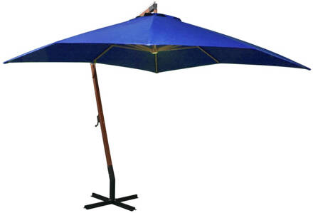 vidaXL Zweefparasol met paal 3x3 m massief vurenhout azuurblauw