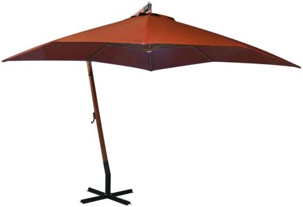 vidaXL Zweefparasol met paal 3x3 m massief vurenhout terracotta Bruin