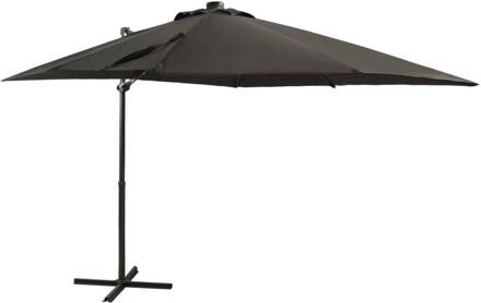 vidaXL Zweefparasol met paal en LED-verlichting 250 cm antracietkleur