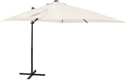 vidaXL Zweefparasol met paal en LED-verlichting 250 cm zandkleurig Beige