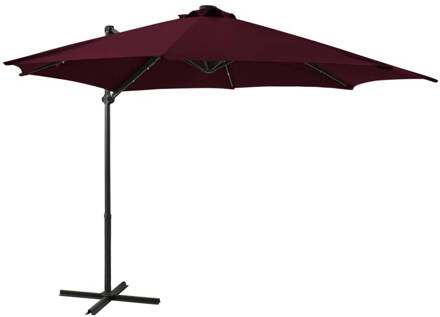 vidaXL Zweefparasol met paal en LED-verlichting 300 cm bordeauxrood