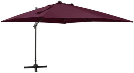 vidaXL Zweefparasol met paal en LED-verlichting 300 cm bordeauxrood