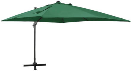 vidaXL Zweefparasol met paal en LED-verlichting 300 cm groen