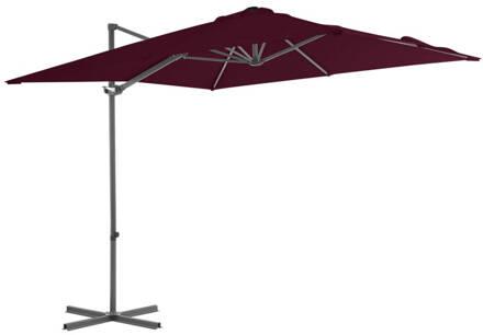 vidaXL Zweefparasol met stalen paal 250x250 cm bordeauxrood