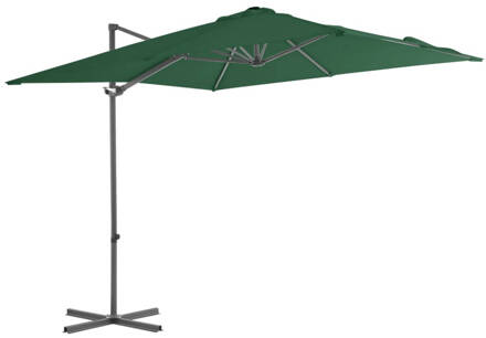 vidaXL Zweefparasol met stalen paal 250x250 cm groen