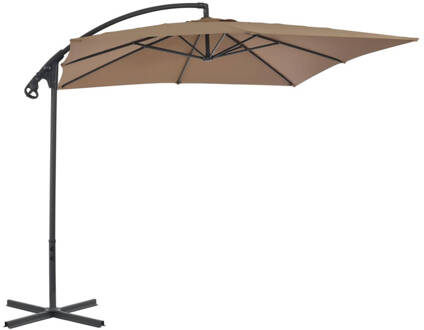 vidaXL Zweefparasol met stalen paal 250x250 cm taupe Bruin