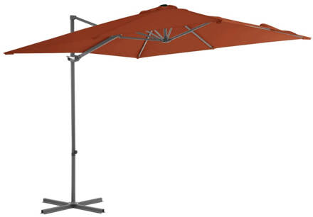 vidaXL Zweefparasol met stalen paal 250x250 cm terracottakleurig Bruin