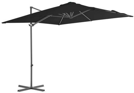 vidaXL Zweefparasol met stalen paal 250x250 cm zwart