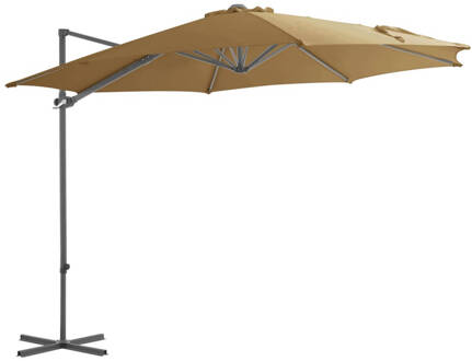 vidaXL Zweefparasol met stalen paal 300 cm taupe Bruin