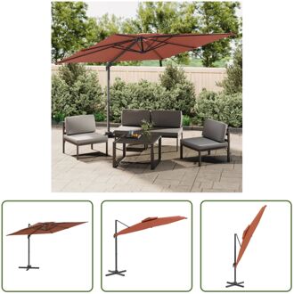 vidaXL Zweefparasol Terracotta - Dubbel Dak - 400x300x268 cm - Polyester met PA-coating Oranje