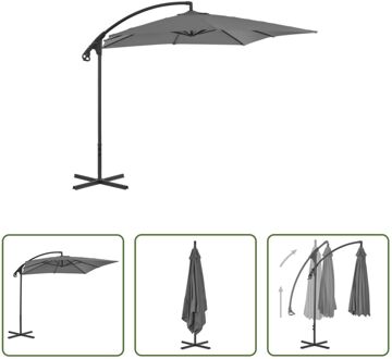 vidaXL Zweefparasol The Living Store - Antraciet - Parasols 250x250x260 cm - UV-beschermend polyester - Grijs