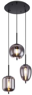 Videlamp hanglamp met 3 hangers amber goud zwart