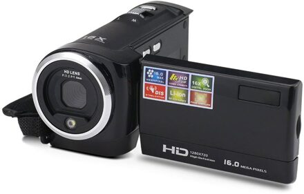 Video Camera Camcorder Vlogging Camera Fhd 1080P 16MP 16x Digitale Zoom 2.7 Inch 270 Graden Draaibare Lcd Met Batterij zwart