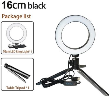 Video Licht Lamp Ring Licht Invullen Led Ring Licht Universele Draagbare Schoonheid Koud Warm Traploze W/Statief 2 In 1 Verlichting Telefoon 16cm