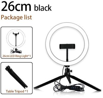 Video Licht Lamp Ring Licht Invullen Led Ring Licht Universele Draagbare Schoonheid Koud Warm Traploze W/Statief 2 In 1 Verlichting Telefoon 26cm