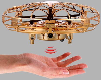 Vier As Usb Opladen Drone Slijtvast Infraed Inductie Ufo Vorm Zachte Anti Vallen Mini Met Led Licht Vliegtuigen Kids vliegende goud