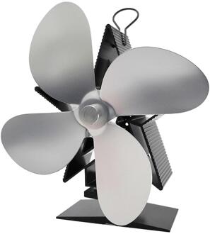 Vier Blad Warmte Aangedreven Kachel Fan Premium Haard Thermodynamische Fan Aluminiumoxide Fan Blade Ultrastille Warme Thermische Power Fan grijs