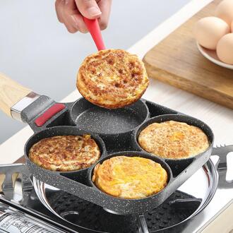 Vier-Gat Frituren Pot Pan Verdikte Omelet Pan Non-stick Ei Pannenkoek Steak Pan Koken Ei Ham Pannen ontbijt Maker Kookgerei