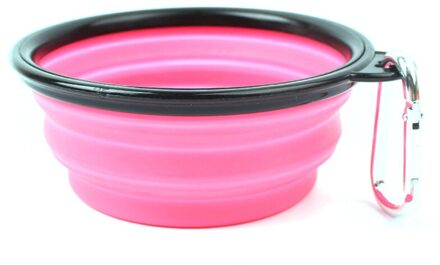 Vier-layer Inklapbare Opvouwbare Siliconen Hond Kom Snoep Kleur Outdoor Draagbare Puppy Pet Voedsel Container Feeder Schotel Roze