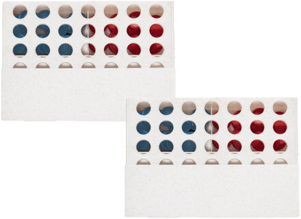 Vier op een rij spel - 2x - schijfjes stapelen - reisspel - 18 x 12 cm