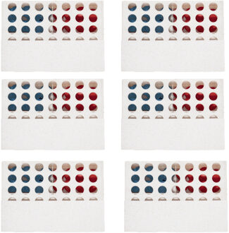 Vier op een rij spel - 6x - schijfjes stapelen - reisspel - 18 x 12 cm