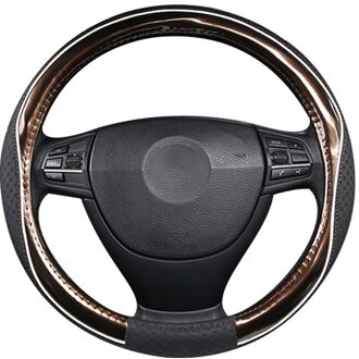 Vier Seizoenen Universele 4 Kleur Lederen Reliëf Auto Stuurhoes Hoge Non-Slip Slijtvaste auto Handvat Cover Bruin