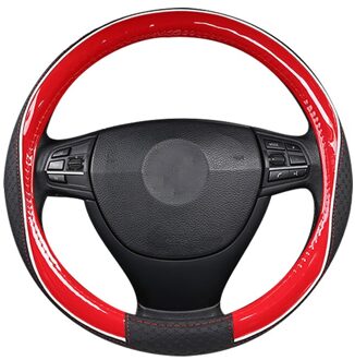 Vier Seizoenen Universele 4 Kleur Lederen Reliëf Auto Stuurhoes Hoge Non-Slip Slijtvaste auto Handvat Cover Rood