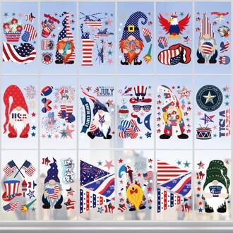 Vierde Van Juli Gnome Raam Kleeft Decoraties Onafhankelijkheid Dag Venster Sticker