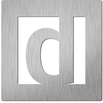 Vierkant 60 mm. Letter D Roestvaststaal