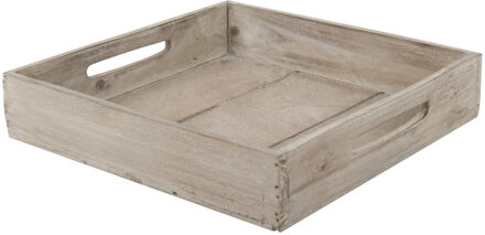 Vierkant houten dienblad/kaarsenbord - bruin - 26 x 26 cm - plateau