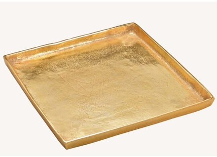 Vierkant kaarsenbord/kaarsenplateau goud van metaal 30 x 30 x 2 cm - Kaarsenplateaus Goudkleurig